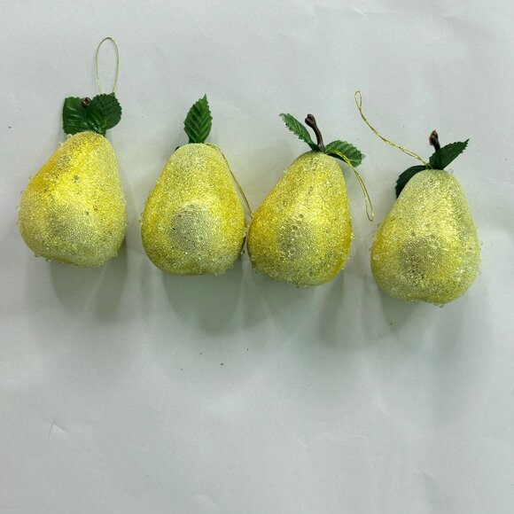 VTG Christmas Ornaments Set Of 8 Glittery Gold Pear Deer DIY Holiday Crafts - Picture 5 of 14